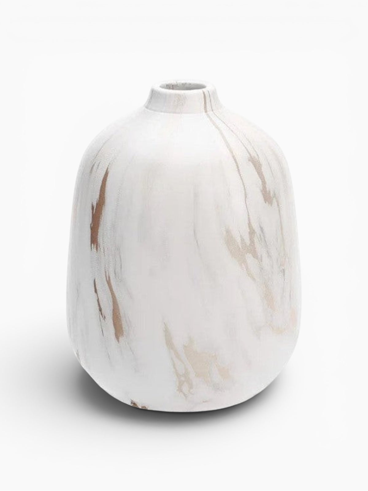 Vase Marbre Blanc et Doré en Céramique