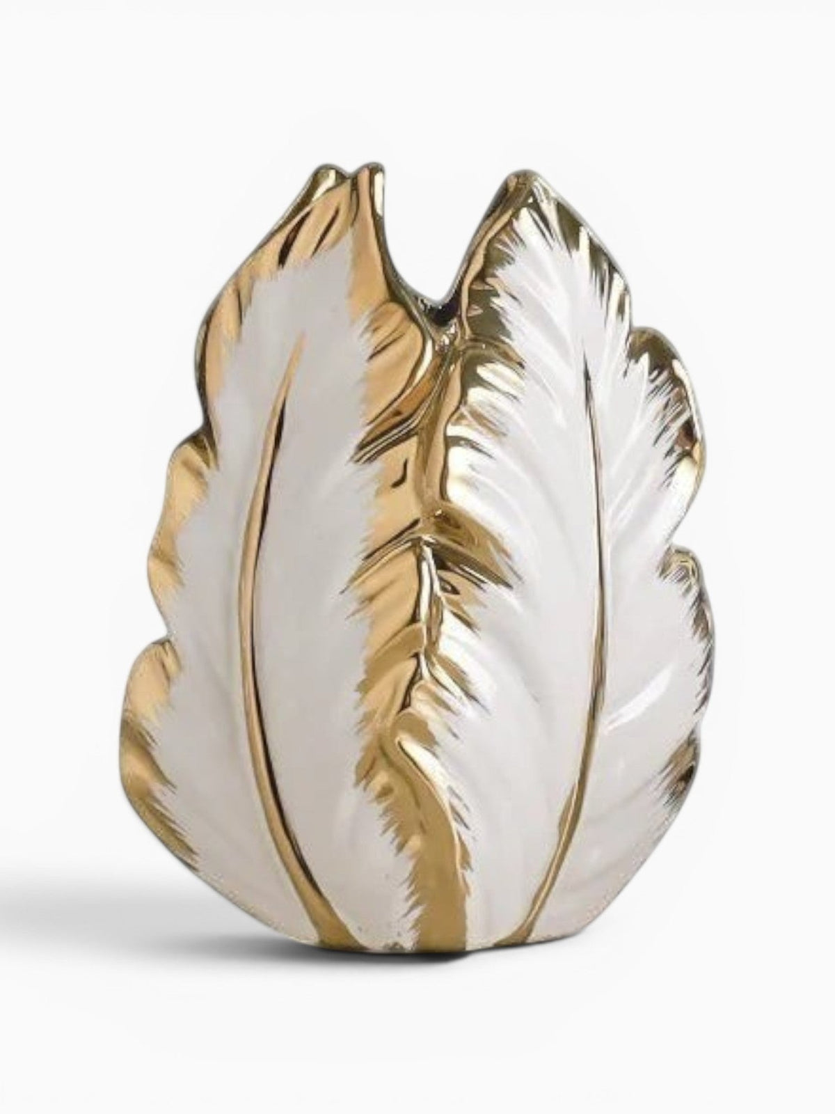 Vase Feuille En Céramique Doré Ou Argenté