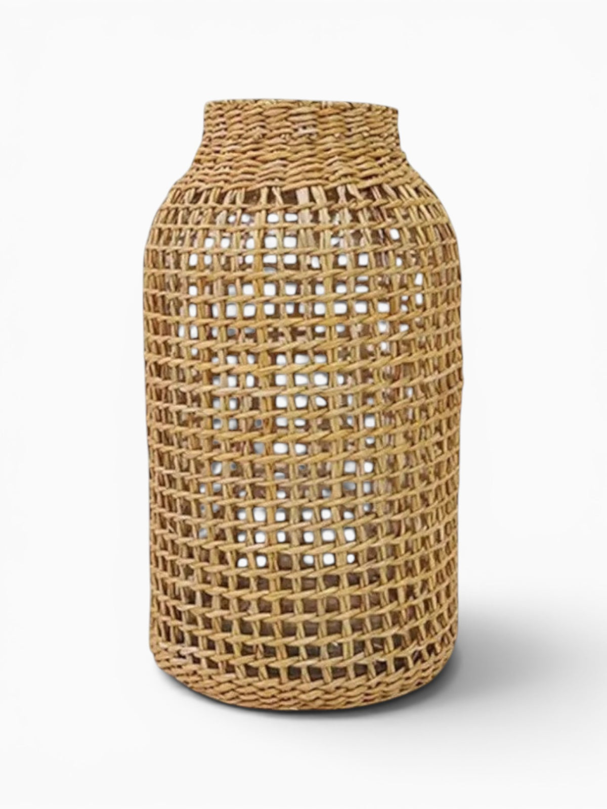 Vase En Verre Habillé De Rotin Naturel