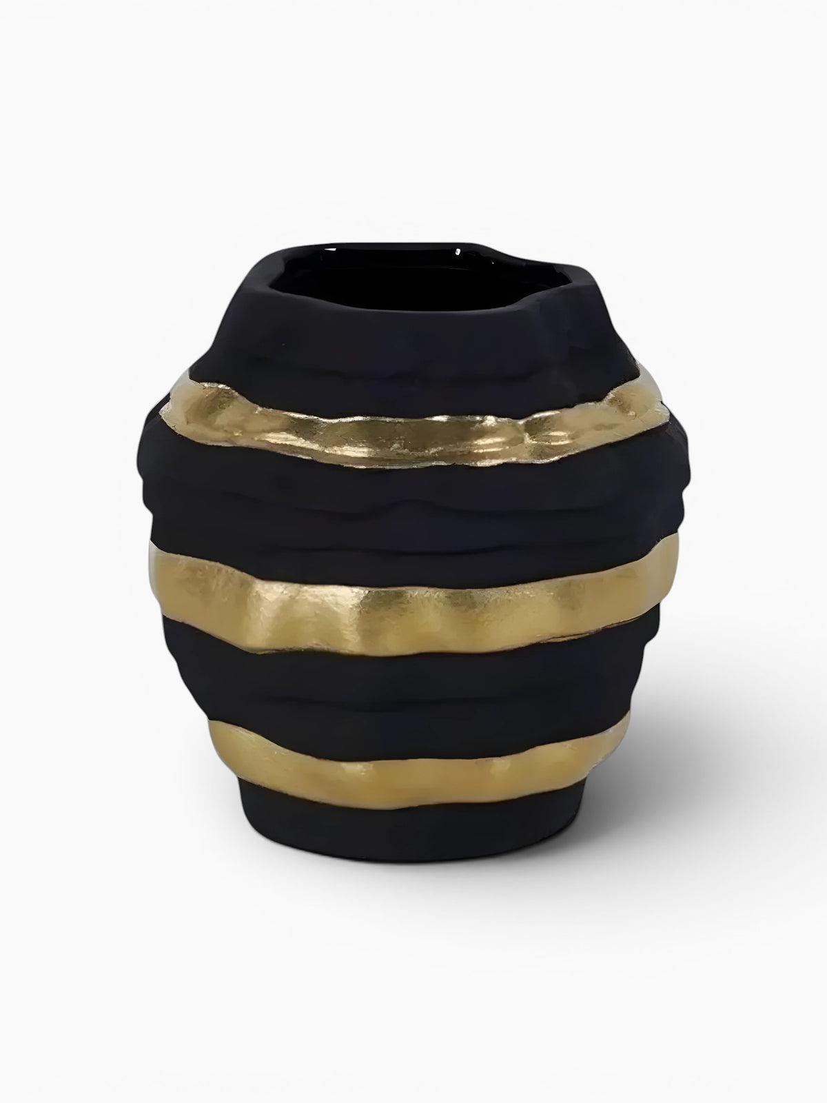Vase Noir et Doré En Céramique Moderne