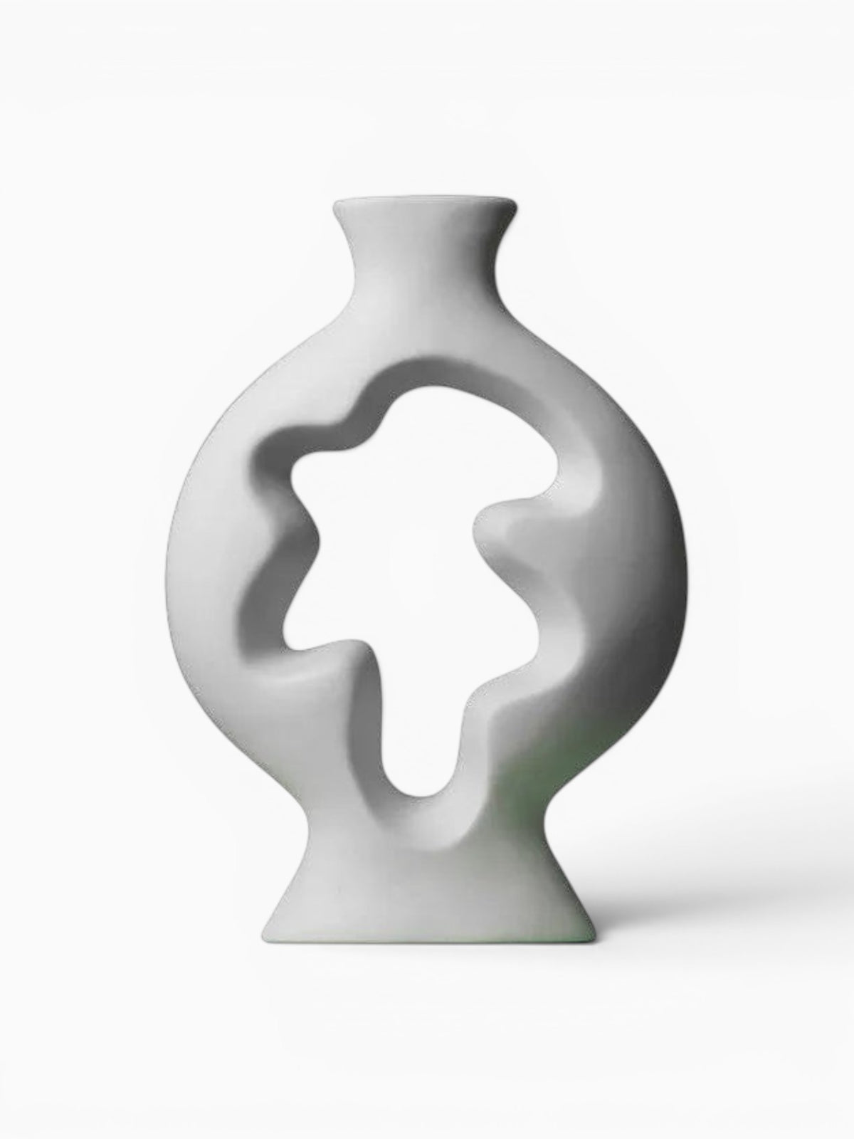 Vase Abstrait Blanc En Céramique