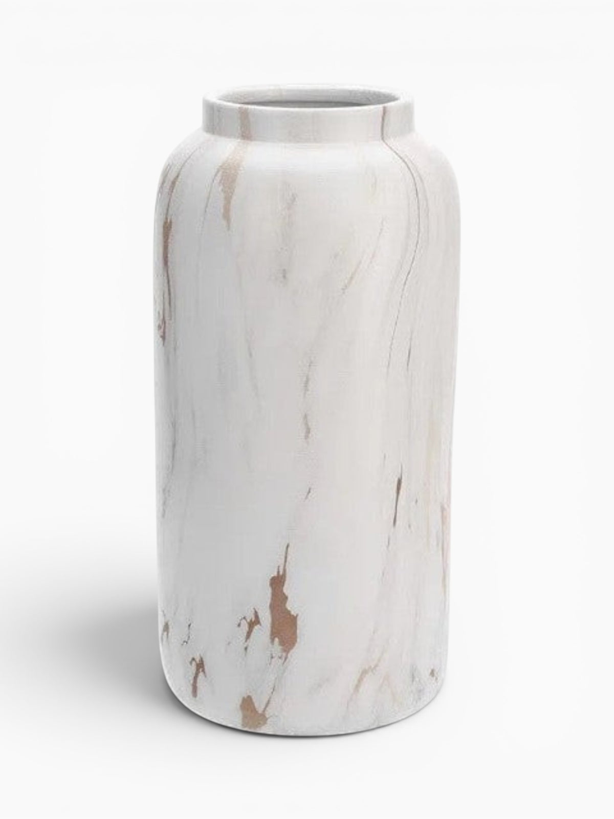 Vase Marbre Blanc et Doré en Céramique