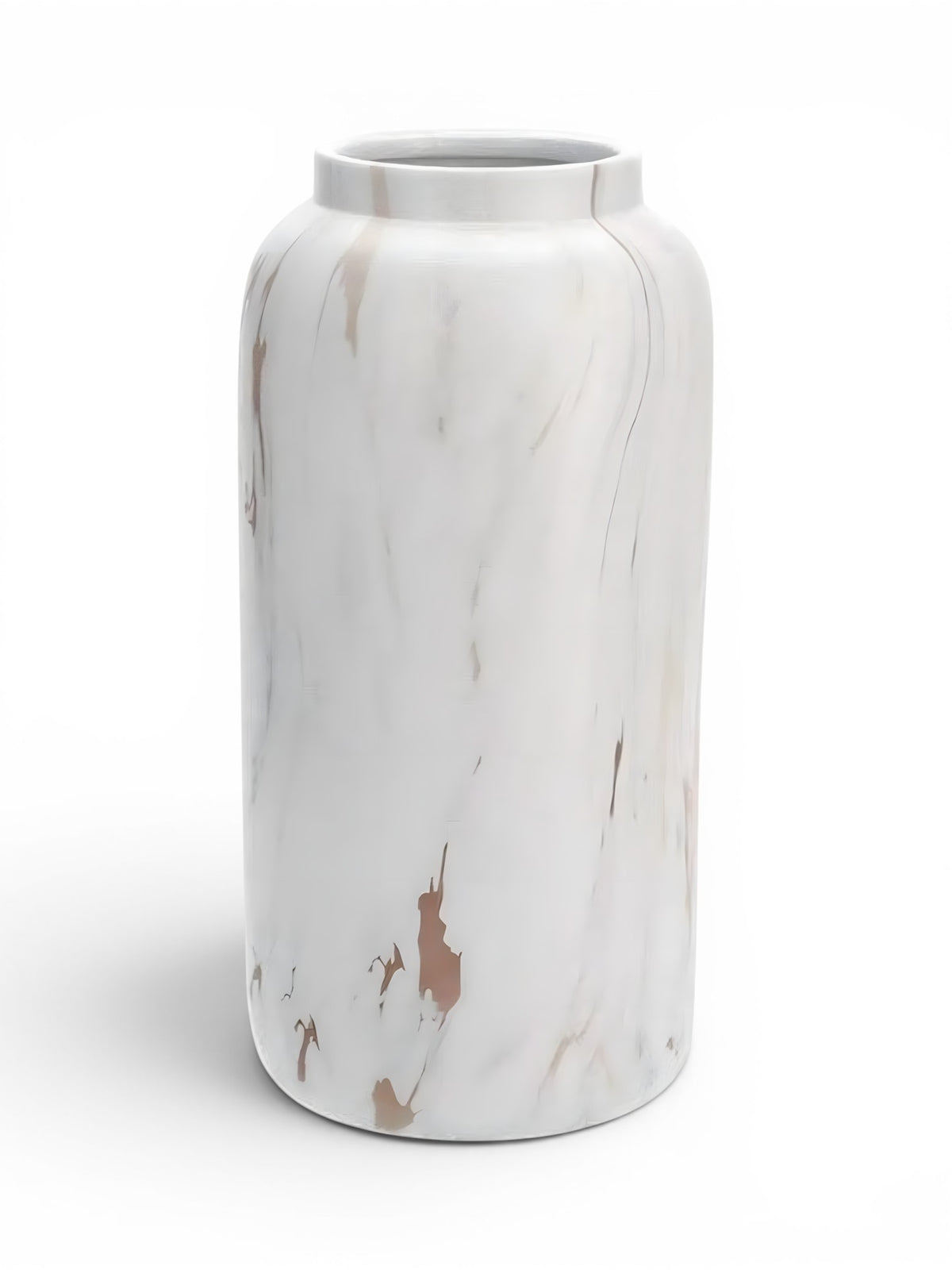 Vase Marbre Blanc et Doré en Céramique