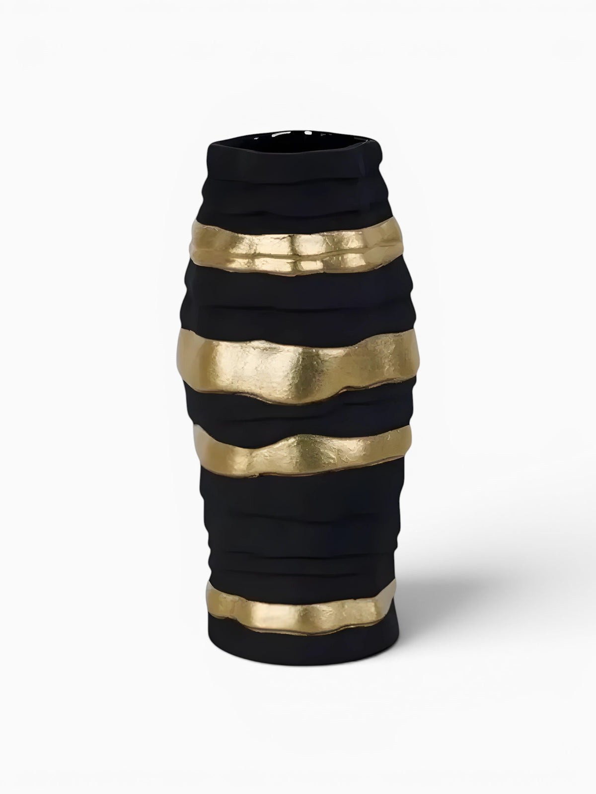 Vase Noir et Doré En Céramique Moderne