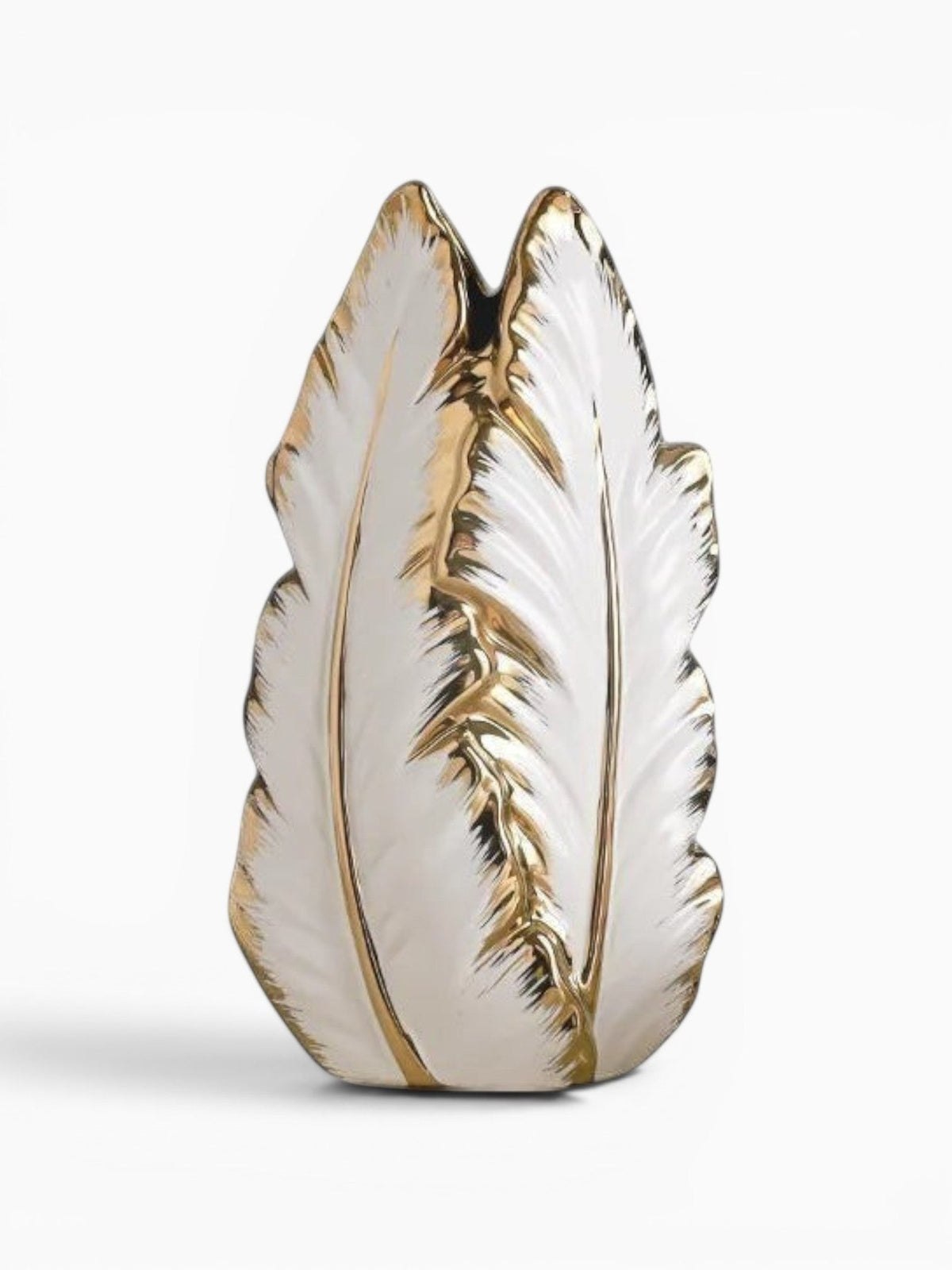 Vase Feuille En Céramique Doré Ou Argenté