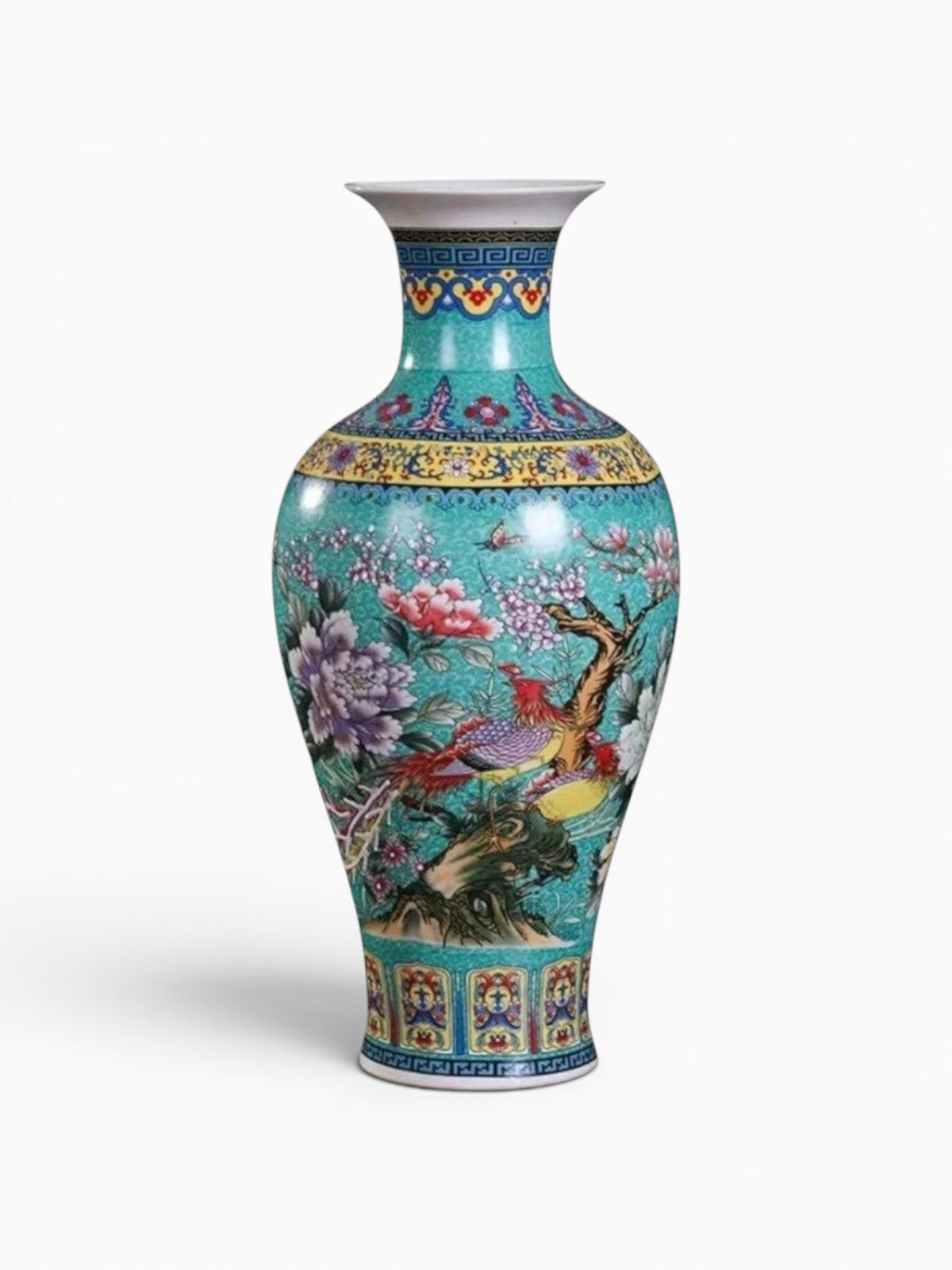Grand Vase Chinois En Céramique Décoratif