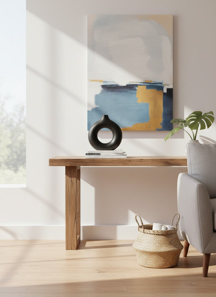 Vase beignet noir en céramique Ma boutique, design moderne et original, idéal pour fleurs séchées ou décoration.