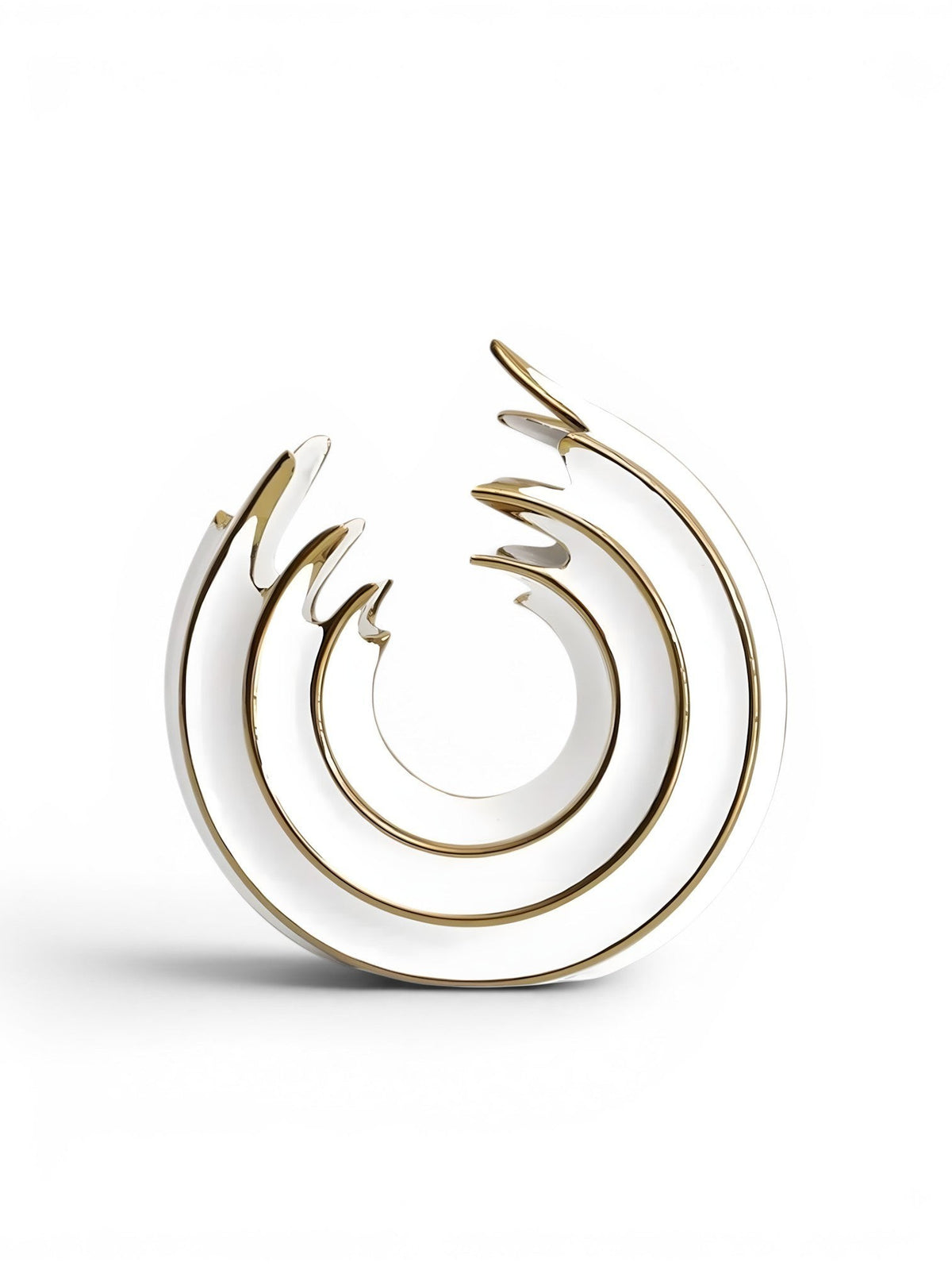 Vase Rond Blanc et Doré en Céramique