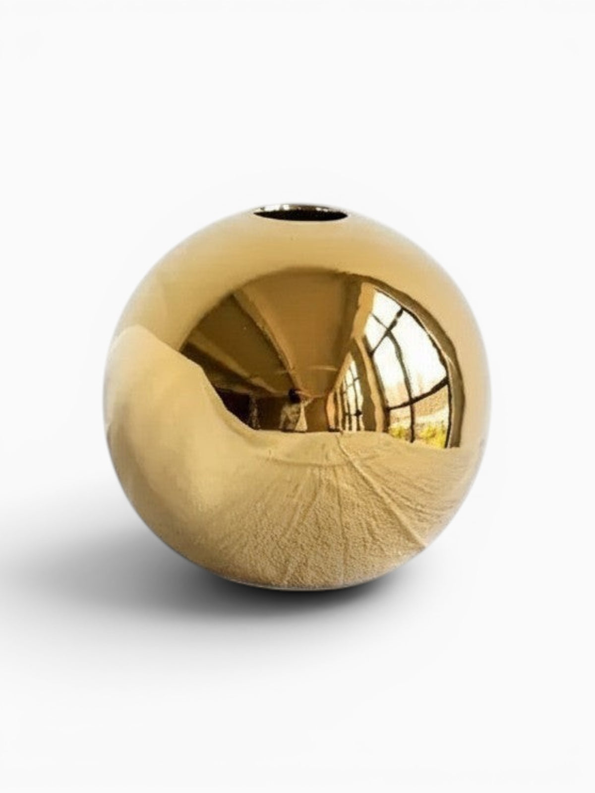 Vase boule doré en céramique Ma boutique, design moderne et brillant, idéal pour fleurs séchées ou comme objet décoratif.