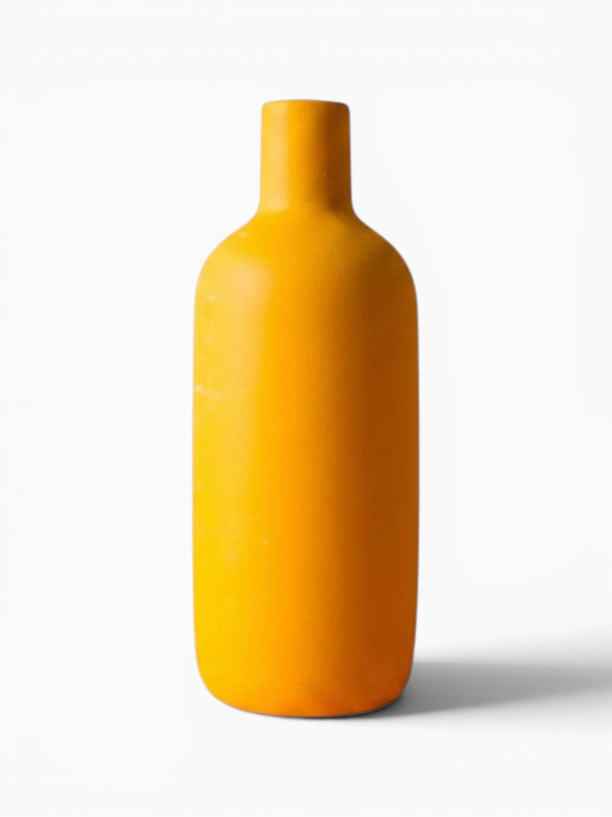 Vase en céramique jaune Ma boutique, design moderne, 16.5cm de haut, idéal pour fleurs séchées ou comme objet décoratif.