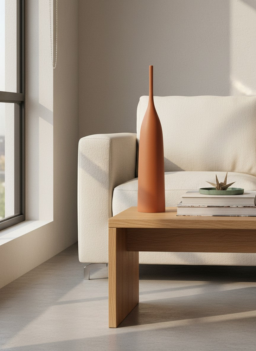 Vase en céramique marron terre cuite, style Wabi-Sabi, décoration de salon Ma boutique