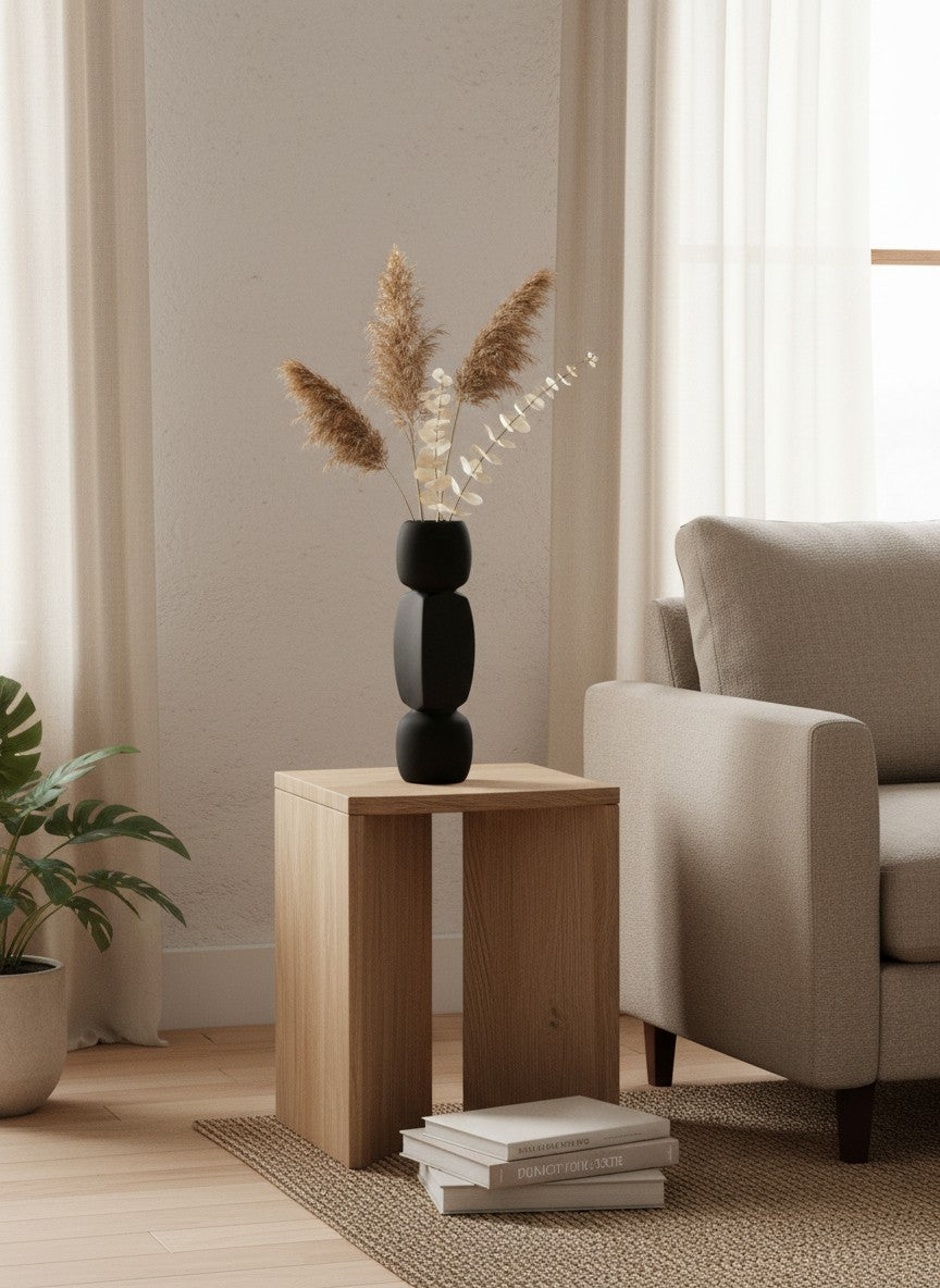 Ma boutique vase abstrait en céramique noir mat design moderne sculptural