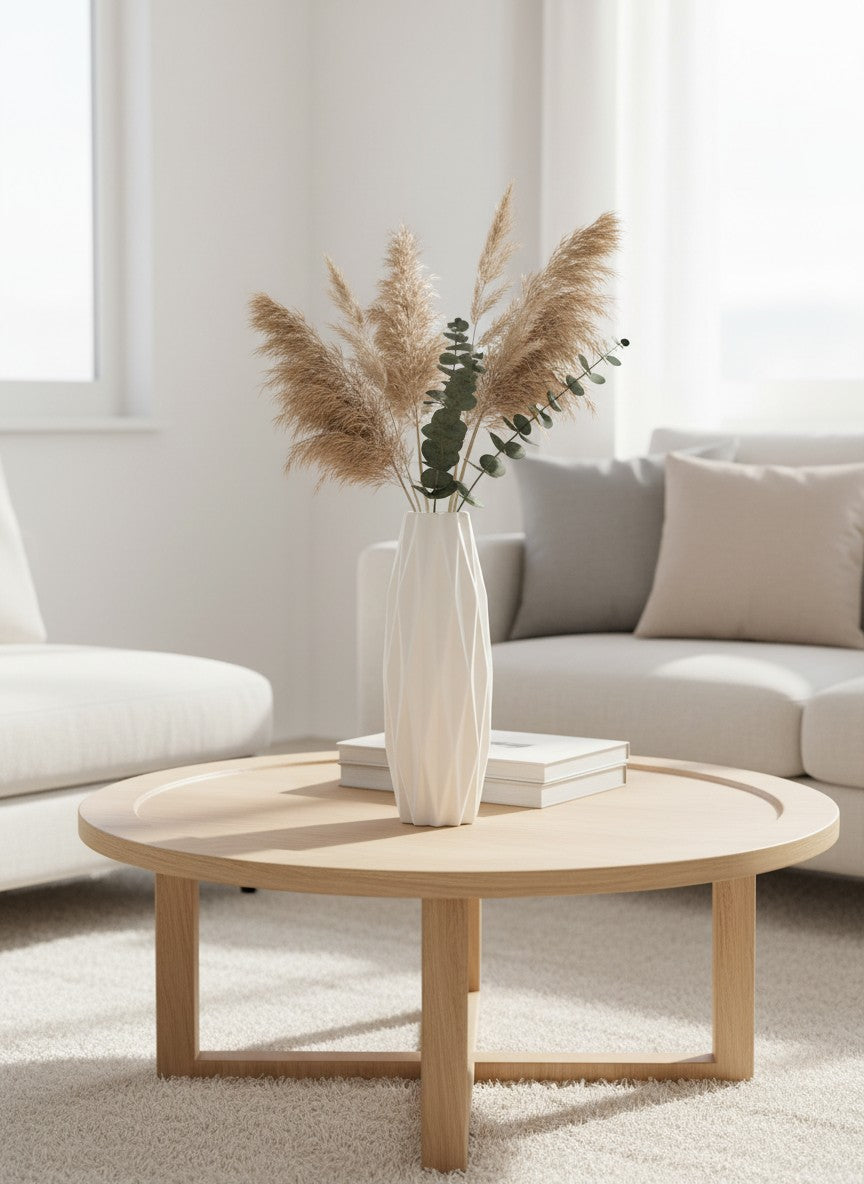 Vase cylindrique blanc Ma boutique avec un design texturé et relief géométrique. Style moderne.