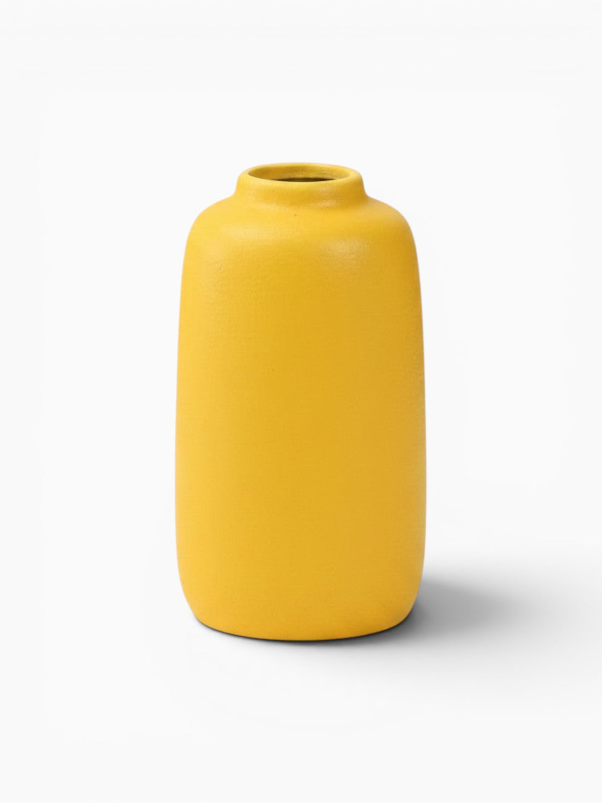 Vase jaune en céramique moderne Ma boutique, design minimaliste pour fleurs séchées ou objet déco.