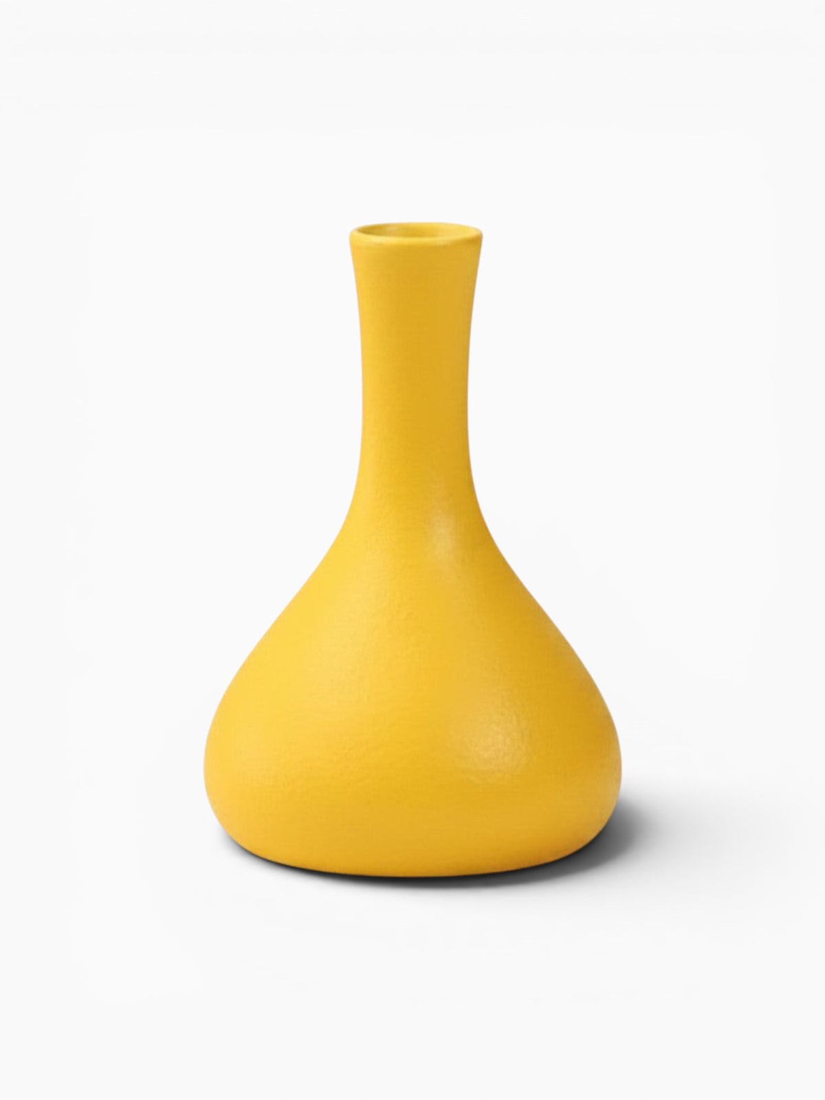 Ma boutique vase jaune en céramique moderne, design minimaliste, idéal pour fleurs séchées ou comme objet déco.