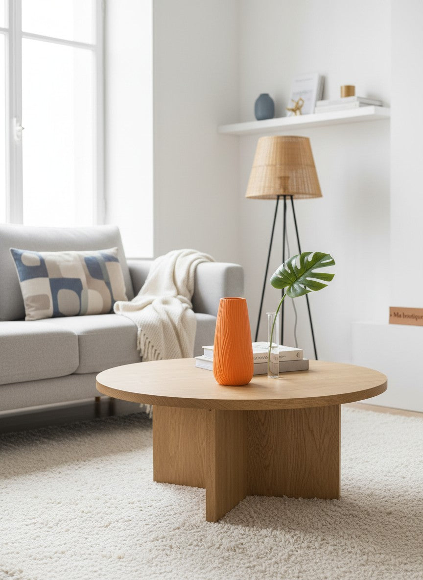 Vase Ma boutique orange en céramique texturé, design moderne et unique, idéal pour décoration intérieure.