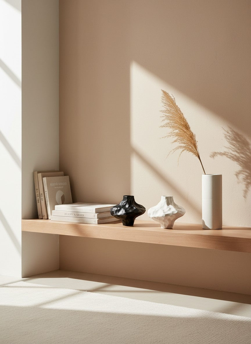 Ma boutique vase roche en céramique noir et blanc, finition brillante, forme sculpturale unique.