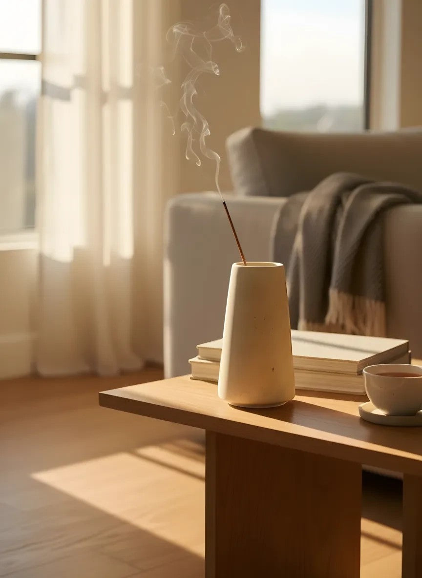 Vase conique en céramique beige mate Vase Unique, design minimaliste pour fleurs séchées ou décoration.